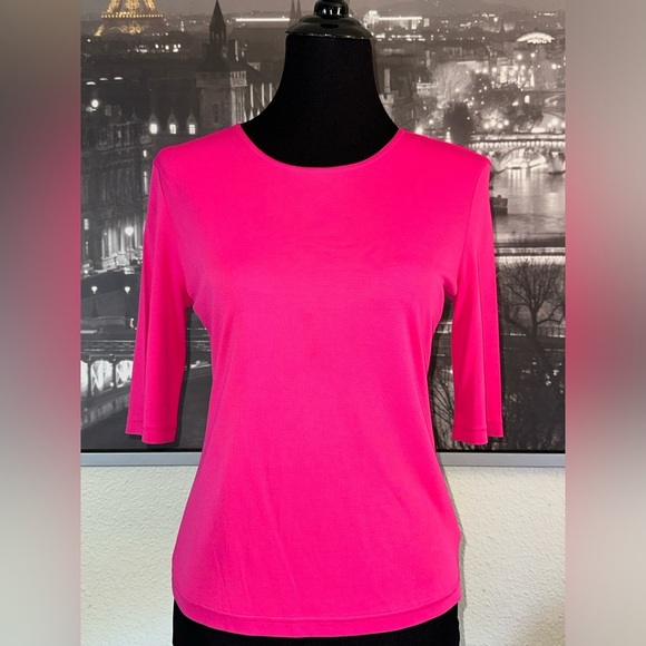 YSL YVES SAINT LAURENT 3/4 Sleeve Pink Top Size - Picture 2 of 7